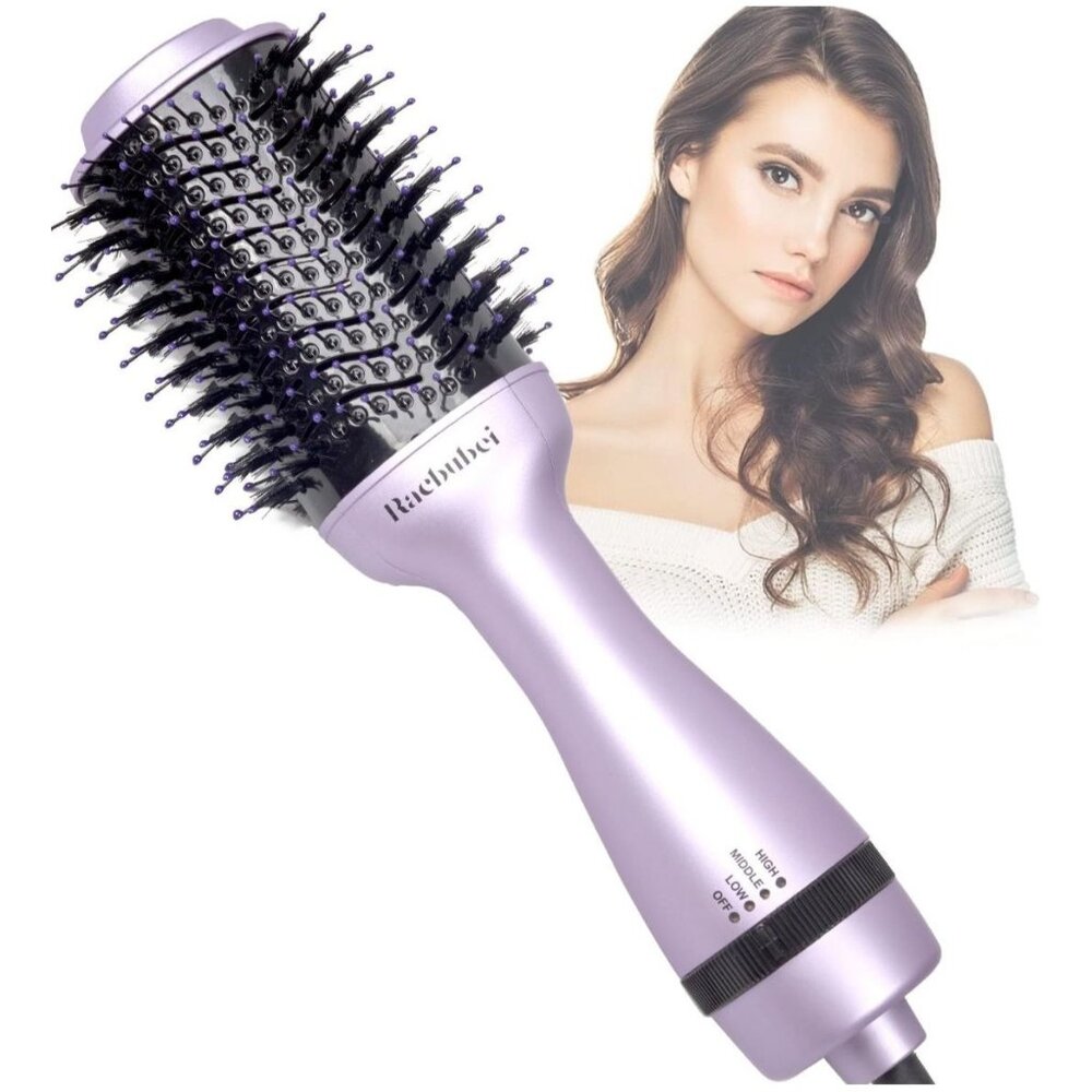 3-In-1 Hair Dryer Volumizer Brush Adjustable Temperature Speed Ionic Heat Purple - Picture 1 of 8